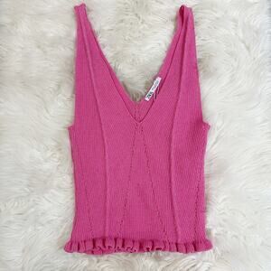 ZARA Womens Knit Tank Top Pink Feminine Size Small Coquette Girl V-ncek